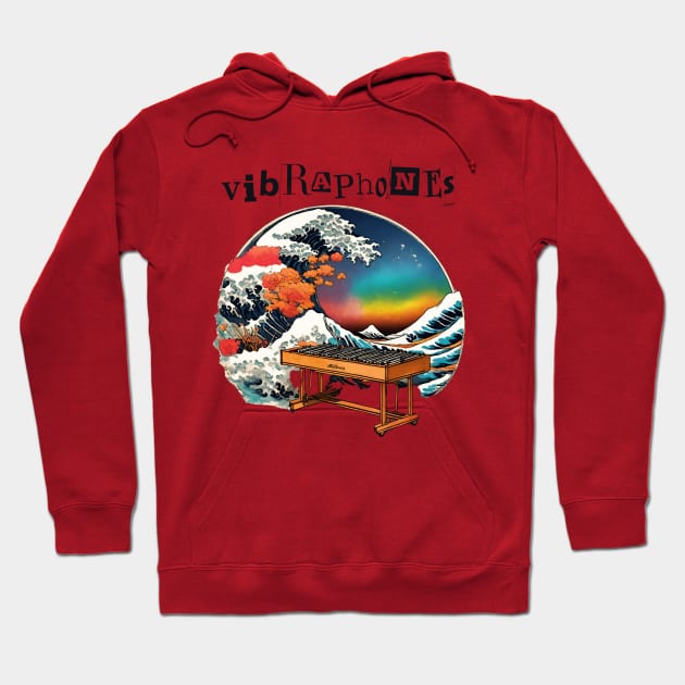 Vintage Playing Vibraphone Music as a Vibraphonist Mallet Percussion The Great Wave Music Instrument Hoodie by Mochabonk